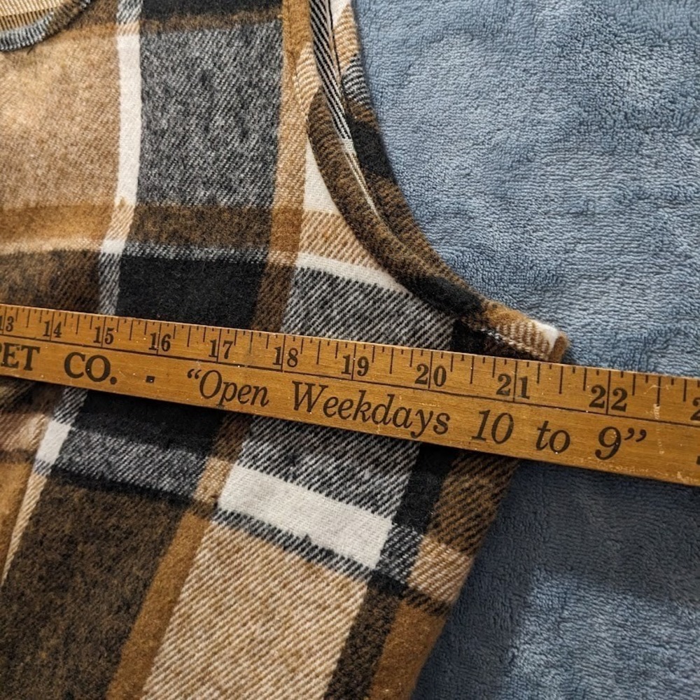 Plaid Pleated Sleeveless Dress Brown White Black XL‎ Y2K Clueless Flannel Soft - Picture 5 of 9